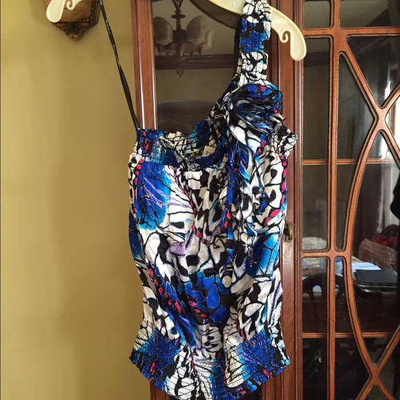 Y2K Bebe Silk One Shoulder Top