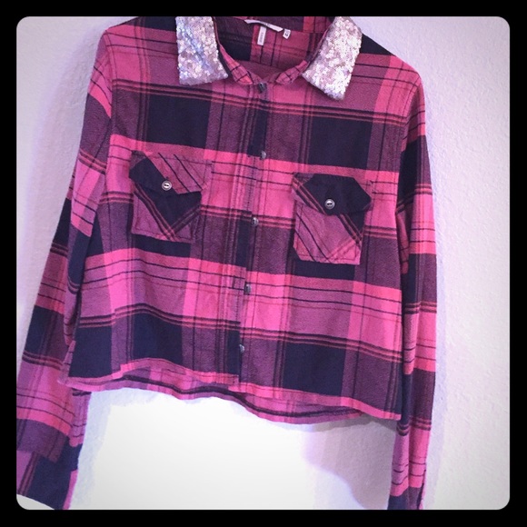 BKE Tops - SOLD!!!   Buckle sequins/plaid shirt