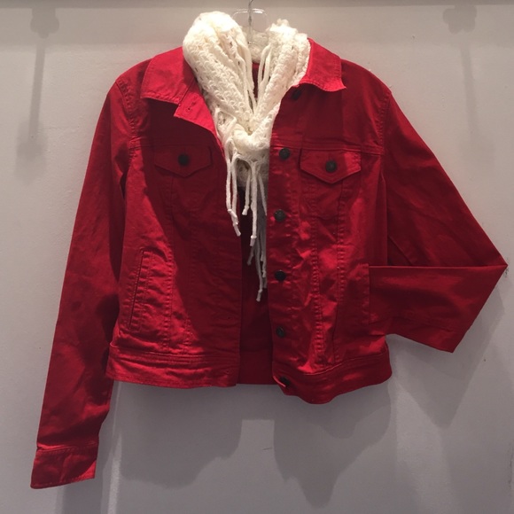 Red denim old navy brand jacket