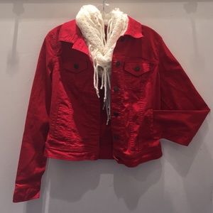 Red denim old navy brand jacket