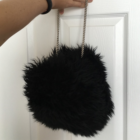 UGG Handbags - UGG rare furry black purse with chain.