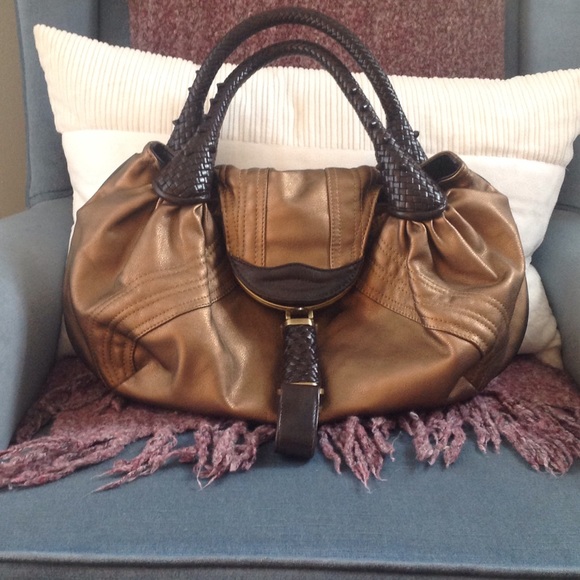 NWOT bronze and brown purse