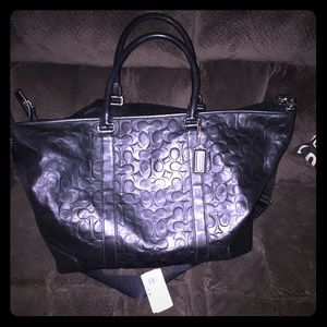 Leather Coach Weekender Bag