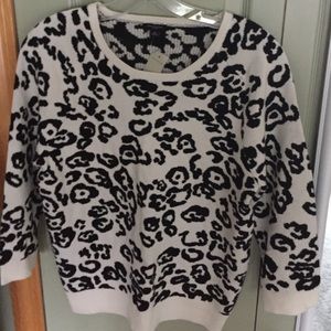 NWT AnnTaylor cream and black animal print sweater