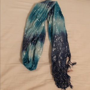 Shiny blue & white scarf