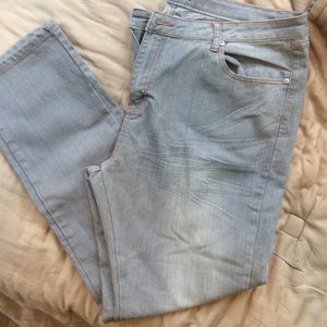 Straight leg gray stretch jeans. Plus size.