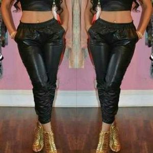 Vegan leather jogging pants