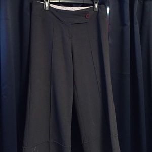 Grey flared leg capris. Cute with black boots