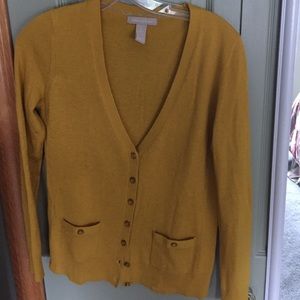 Banana Republic mustard colored cardigan sweater