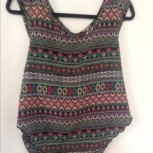 Neon tribal printed blouse with back detail