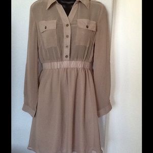 SOLD! Tan lined sheer dress Size m