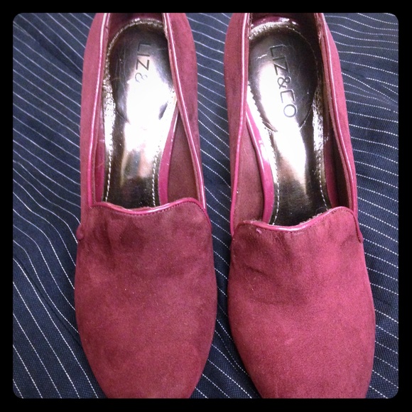 Liz & Co burgundy suede heels size 7 1/2 M - Picture 1 of 2