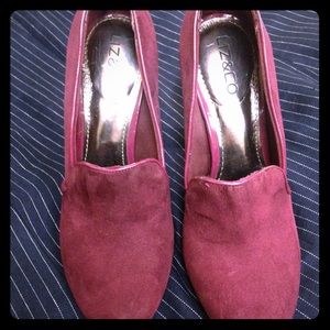 Liz & Co burgundy suede heels size 7 1/2 M