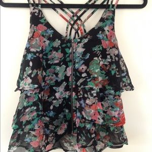 Material Girl floral zip-up blouse