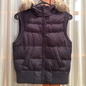 Aeropostale Gray Vest with Faux Fur Hood