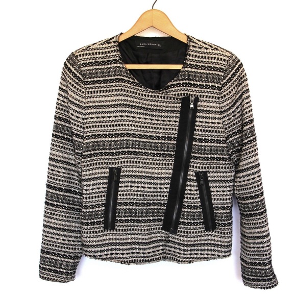 Zara | tweed side zip jacket
