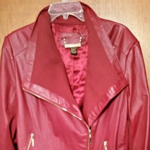 Leather and jersey  moto jacket