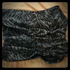 Plus size black and gray ruche skirt.
