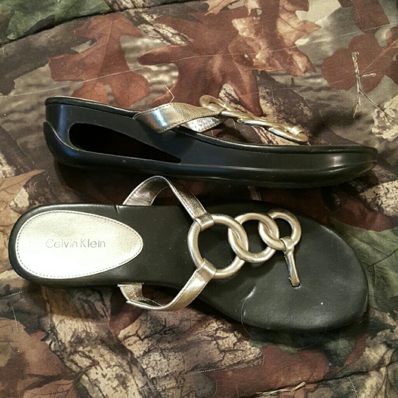 Calvin Klein gold tone sandals
