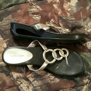 Calvin Klein gold tone sandals