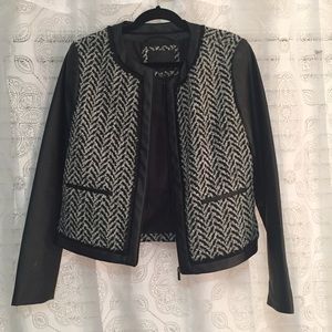 Mossimo | black/white tweed & faux leather jacket