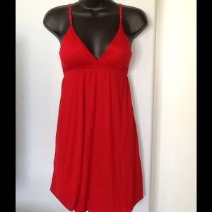 Red bubble hem dress with adjustable straps size M