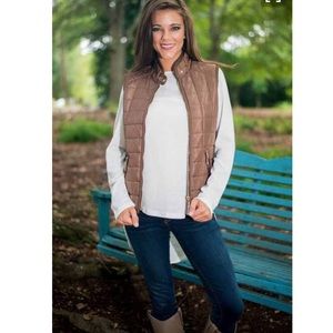 Eddie Bauer | dark beige year round quilted vest
