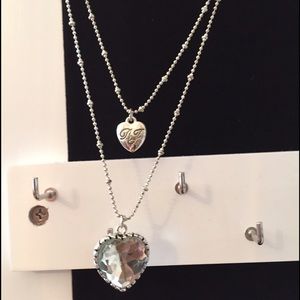 Betsy Johnson silver double chained necklace!