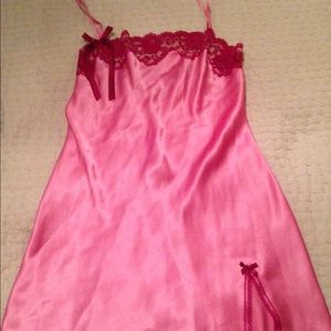 Silky nighty lace around top