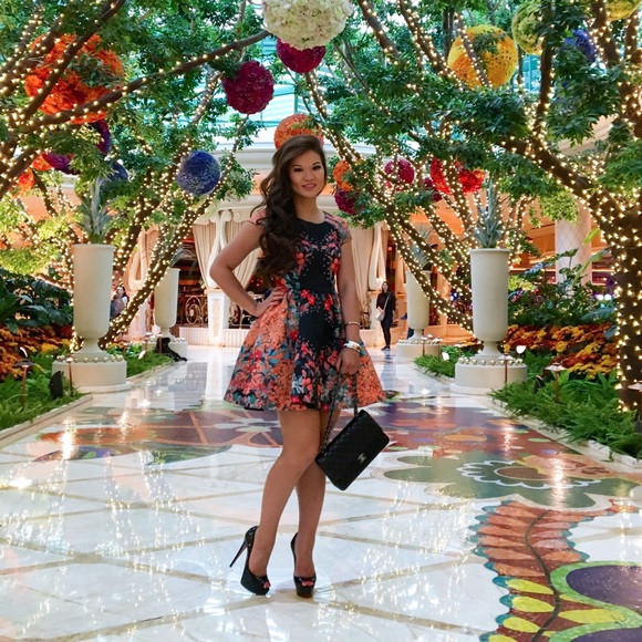 bebe Dresses & Skirts - Bebe floral jacquard flared dress