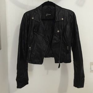 Guess faux leather cropped biker jacket