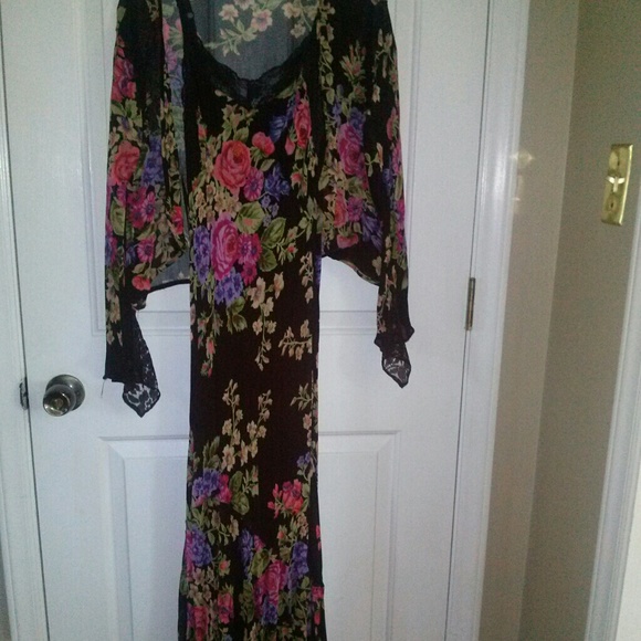 2pc. Beaded floral long Dress
