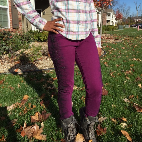 Purple embellished jeans - Picture 2 of 4