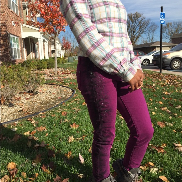 Purple embellished jeans - Picture 3 of 4