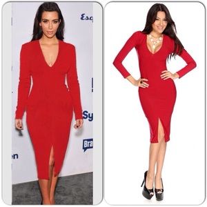 SOLD!! Red midi dress sizes S M L *Kim K inspired*