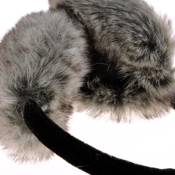 Faux fur plush fluffy earmuff headband gray NEW - Picture 2 of 4
