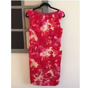 Adrianna Papell red floral dress with pockets