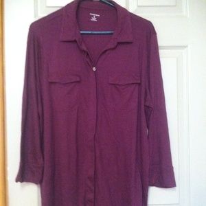 Plum color hidden button down long sleeve shirt