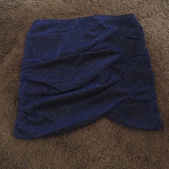 Blue sparkly tight mini skirt