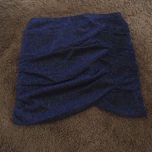 Blue sparkly tight mini skirt