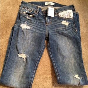 Abercrombie Embellished Ripped Skinny Jeans