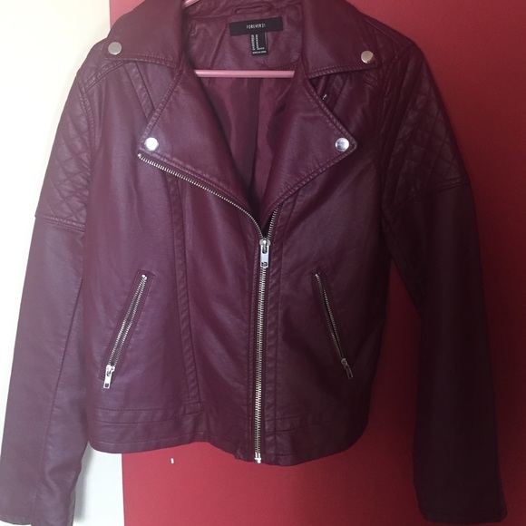 Maroon/ purplish leather jacket