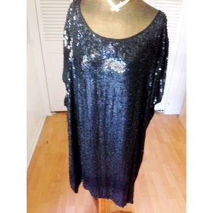 Vintage 1970s Agenda brand sequin black dress 4-8