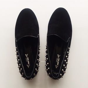 Black Spiked Loafers