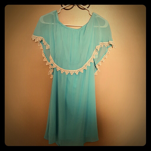 Charming Charlie Aqua with lace dress