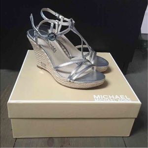 NWB Silver Michael Kors Wedges