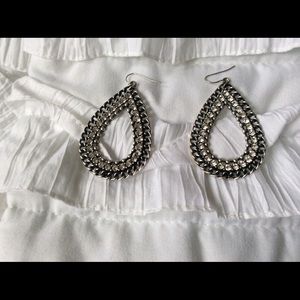 Premier silver hoops with rhinestones-never worn