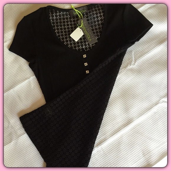 Charlotte Tarantola Tops - Jet Black Laced Back Top. BNWT