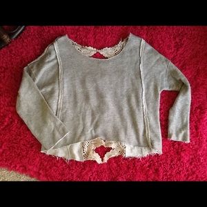 Free people Victorian lace-back pullover.