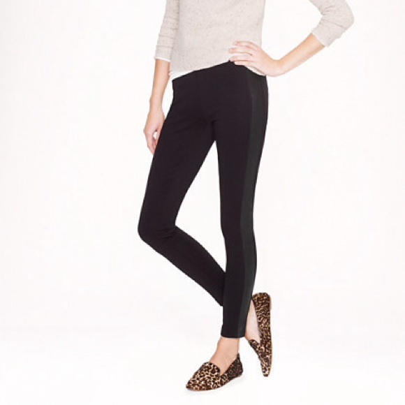 J.Crew Black Pixie pant in leather tuxedo stripe - Picture 2 of 4